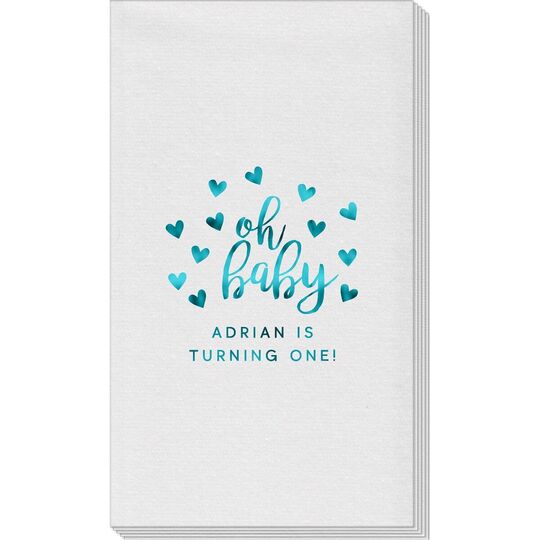 Confetti Hearts Oh Baby Linen Like Guest Towels